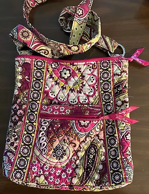 Vera Bradley Hipster Very Berry Paisley Pink Crossbody Purse Shoulder Bag Ziptop • $17.99