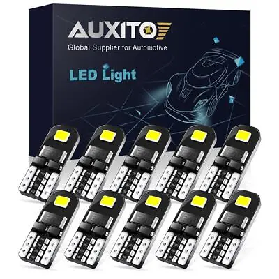 10X  AUXITO 12V T10 194 168 W5W SMD LED White CANBUS Error Free Wedge Light Bulb • $7.99