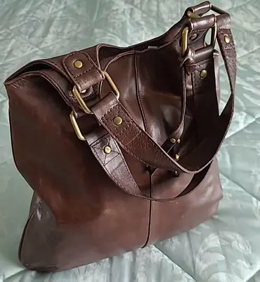 MONSOON Genuine LEATHER Shoulder Bag Brown/Burgundy Medium To  Large • £29.50