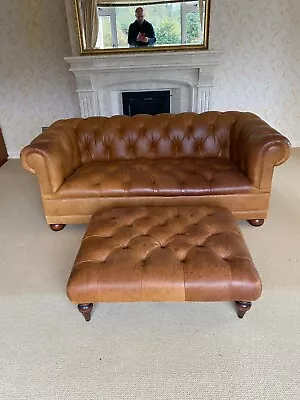 Laura Ashley Radley Chesterfield Settee Sofa And Footstool • £750