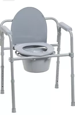 Drive Medical Folding Steel Bedside Commode Chair Portable Toilet Suppo • $54.87