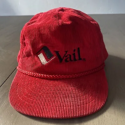 $25.19 • Buy Vintage Vail Ski Resort Colorado Red Corduroy Adjustable SnapBack Hat