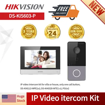 Hikvision IP Video Intercom Monitor Kit DS-KIS603-P 1 Doorbell+ 3 Monitors. • $460