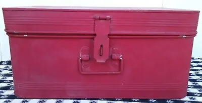 $43.88 • Buy Vintage Look Red Tin Bread Box Farmhouse Kitchen Decor Metal Hinge Lid W/ Latch