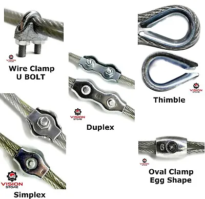 £28.21 • Buy Simplex Duplex Egg Shape U Bolt Thimble Steel Wire Grips Clamp Clips Rope Cable