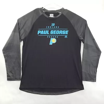 Indiana Pacers Paul George Shirt Mens XL Black Gray Raglan Long Sleeve Majestic • $24.68