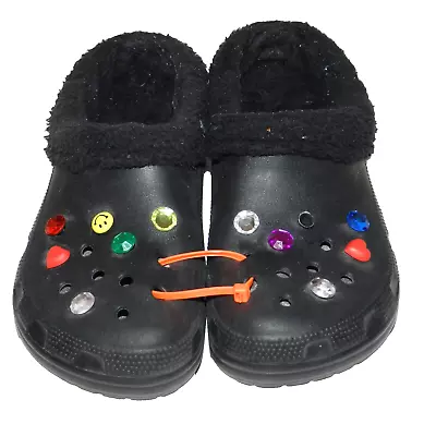 Crocs Sherpa Fleece Lined Clogs Mammoth Black Faux Fur US Men's 7 Women's 9 • $29.99