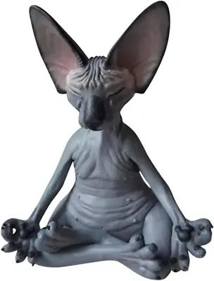 Sphynx Cat Meditate Statue Collectible Figurines Zen Yoga Relaxed Pose Buddha Me • $10.58