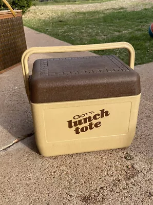 GOTT Lunch Tote Tan & Brown Cooler Model 1806 6 Pack USA Made Vintage  • $25