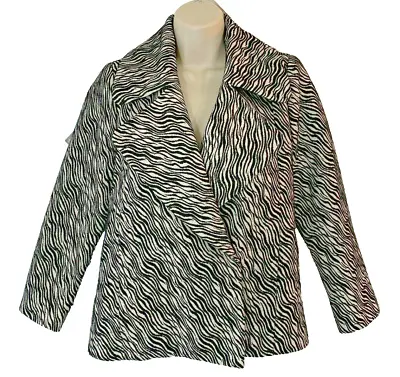 Tracy Reese Jacket Blazer Womens Sz S Zebra Print Black Off White Pockets Lined • £16.86