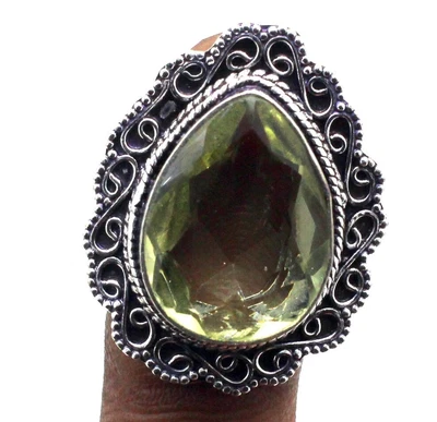 $9.78 • Buy 925 Sterling Silver Yellow  Citrine Gemstone Jewelry Vintage Ring (US) S-8.50
