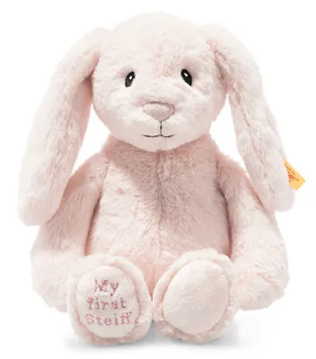 My First Steiff Hoppie Rabbit - Pink Plush Cuddly Baby Bunny Soft Toy - 242359 • £29.99