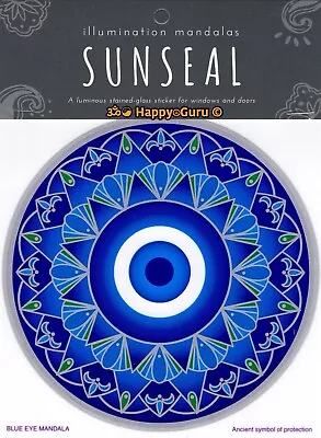 “Blue Eye Mandala  Sunlight Sunseal Window Art Sticker Decal Stain Glass Art • $9.99