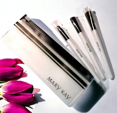 Mary Kay 3 Piece Eye Brush Set In Clear Zip Pouch ~  Eyeshadow Eyeliner Smudge • $12.99