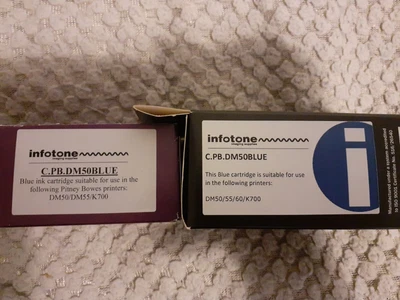 £13.50 • Buy 2 X Pitney Bowes Blue Compatible Ink Cartridge Dm50 Dm55 K700 K721 Franking EU
