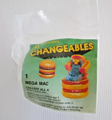 Vintage McDonalds 1991 ~ 'Changeables'. MEGA MAC In Original Sealed Bag • $50