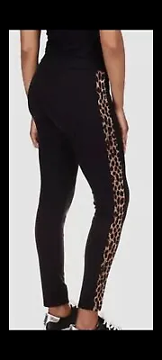 Michael Kors Women's Black Stretch Cheetah Stripe Leggings Size L • $30