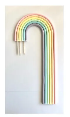 8” Long Edible Sugar Paste Fondant Rainbow Cake Topper Decoration. Pale Pastel • £15.99