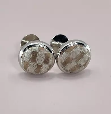 Vintage Fixed Geometric Round Mens Cufflinks Gold And Beige Fabric 7/8  • $12.48