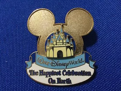 Disney Pin WDW - Happiest Celebration On Earth - Gold Mickey Ears Icon W/ Castle • $12