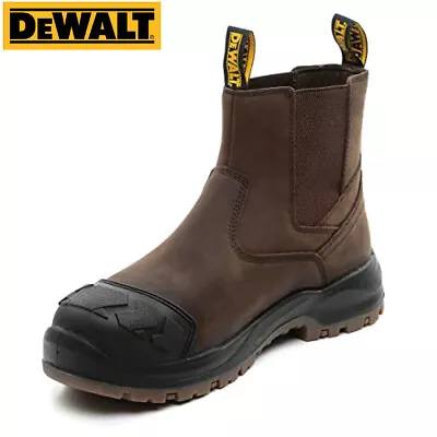 Dewalt Safety Boots Easthaven Premium Leather Brown Dealer Boots - Slip On Boots • £59.99