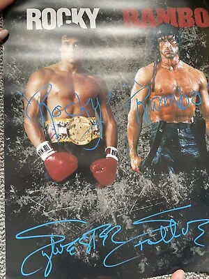 £1200 • Buy Sylvester Stallone Dual Signed Rocky & Rambo Poster With COA