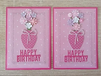 £2.50 • Buy 2 Stitched Flower Vase Happy Birthday Card Toppers