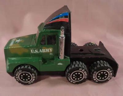 Vintage 1989 Green Remco Toys US Army Tractor Trailer Truck Cab Military Toy • $3.99