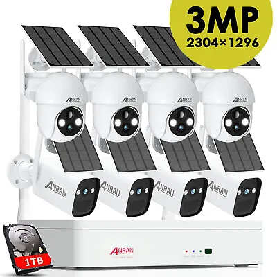 Solar Battery Security Camera System Wireless Outdoor 2K 8CH NVR 2Way Audio 1TB  • $259.99