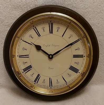 Vtg  'English Elegance'  Essex - 30cm  Mahogany Ship Style Quartz Wall Clock • £26.99