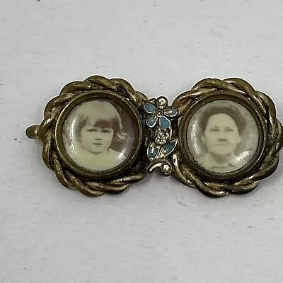 Antique  1800's Forget Me Not Frame Double Photo Mourning Brooch • $49.99