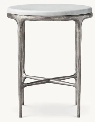 Genuine Restoration Hardware RH Thaddeus 18  Round Side Table Carrara Marble Top • $995