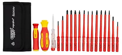 Draper 18 Piece VDE Insulated Interchangeable Blade Screwdriver Set In Tool Roll • £36.99