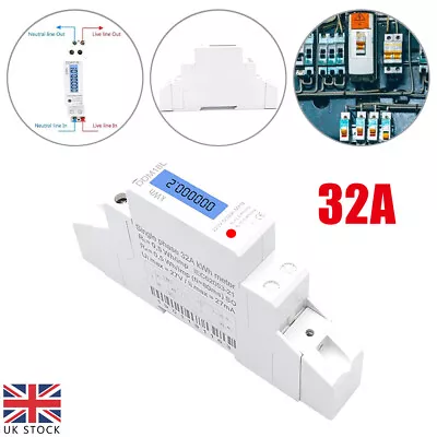 £11.96 • Buy LCD Digital Single Phase Din Rail Electricity Power Consumption Energy Meter KWH