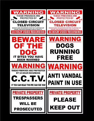 £3.99 • Buy Private Property / CCTV / Trespassers / Dog / Anti Vandal Sign/Sticker All Sizes
