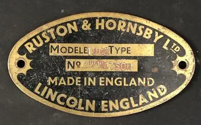 £85 • Buy Ruston & Hornsby Ltd Lincoln Supplier Steam Stationary Engine Badge Plaque Plate
