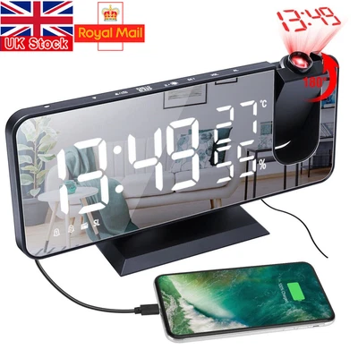 £20.95 • Buy Digital LED Projection Alarm Clock Temperature Snooze Dimmer Ceiling Projector