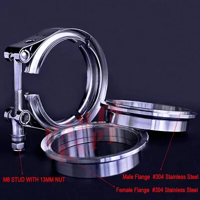 $15.99 • Buy Exhaust Downpipe 3inch V-band Clamp 3  Male/Female Flange Kit SS304 Stainless