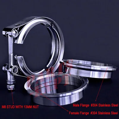 Exhaust Downpipe 3inch V-band Clamp 3  Male/Female Flange Kit SS304 Stainless • $14.95