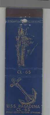 Matchbook Cover - Navy Ship USS  Pasadena CL-65 • $5.95