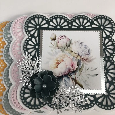 £1.50 • Buy Card Making 12 Base Layering Die Cuts+4 Toppers + Foliage+4 Hand Made Flowers