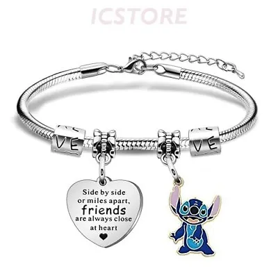 Cute Stitch Charm Bracelet Popular Lilo And Stitch Women Girl Jewellery Gift UK • £4.99