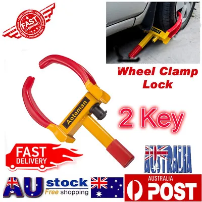 Auto Car Wheel Lock Clamp Heavy Duty Anti-theft Stainless Steel Lock AU STK • $34.88