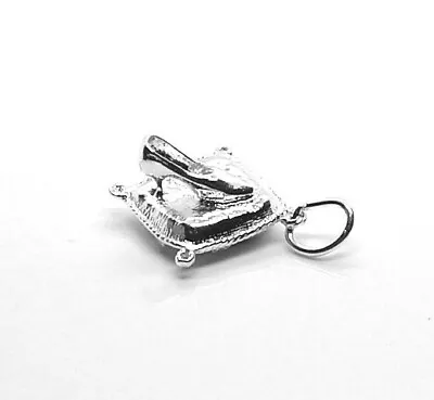 Cinderella Shoe Slipper On Cushion OPENS Charm Pendant STERLING SILVER • $19.90