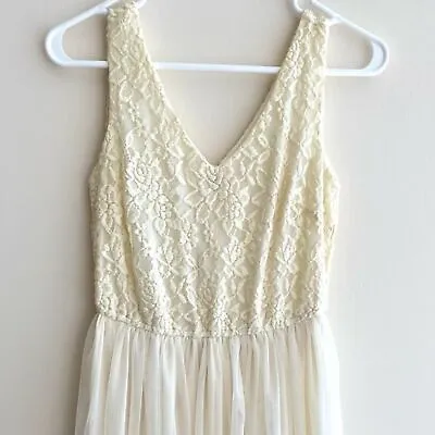 Ya Los Angeles Cream Lace & Tulle Dress Bridal Shower Dress Size Medium • $26