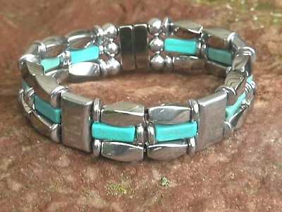 Mens Womens Western Silver Magnetic Hematite Bracelet Anklet Necklace Turquoise+ • $54.99