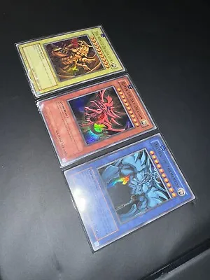 AUTHENTIC Yu-Gi-Oh! Egyptian God Card Set GBI-001 GBI-002 GBI-003 Ultra Rare LP • £284