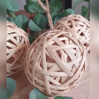 Neutral Wooden  Christmas Tree Bauble Decorations Natural Decor  Beige • £2.79