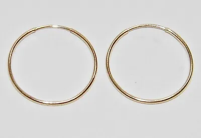 9CT GOLD SLEEPER HOOP EARRINGS - Sizes 10mm / 12mm / 14mm / 16mm / 20mm (PAIRS) • £15.95