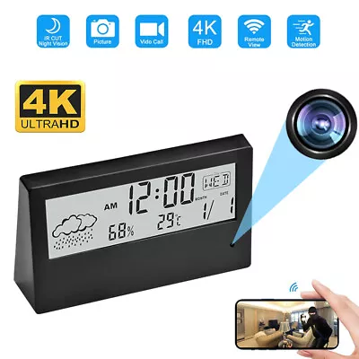 WiFi Wireless Security 4K HD 1080P Alarm Clock Night Vision Motion Detection 64G • $116.47